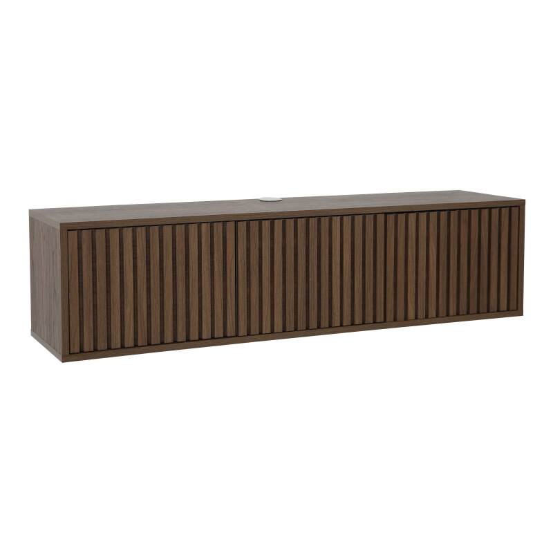 Meuble TV suspendu effet bois clair 120 cm style scandinave