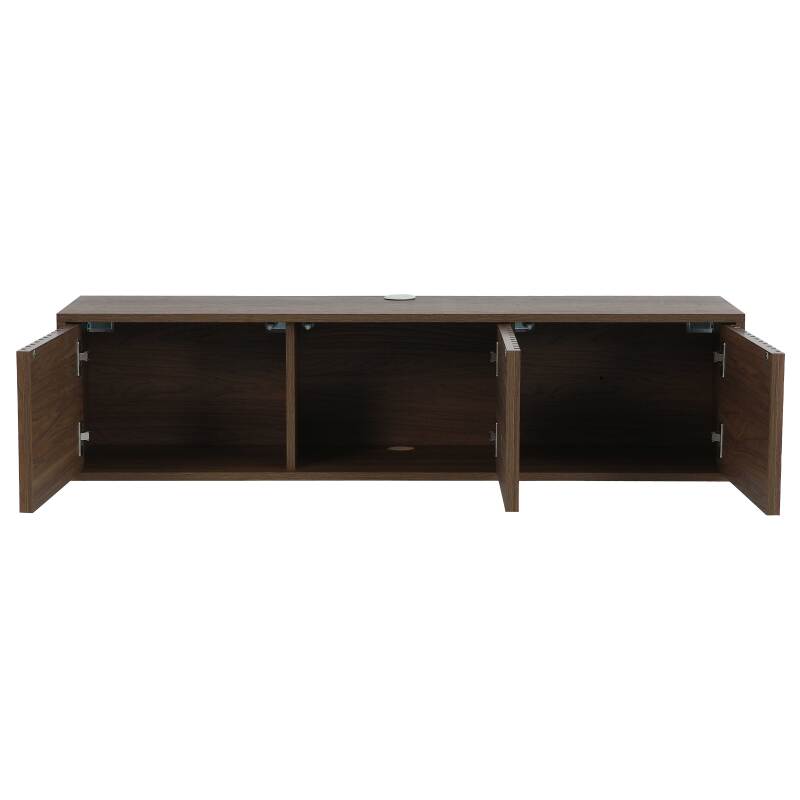 Meuble TV suspendu effet bois clair 120 cm style scandinave (5/9)