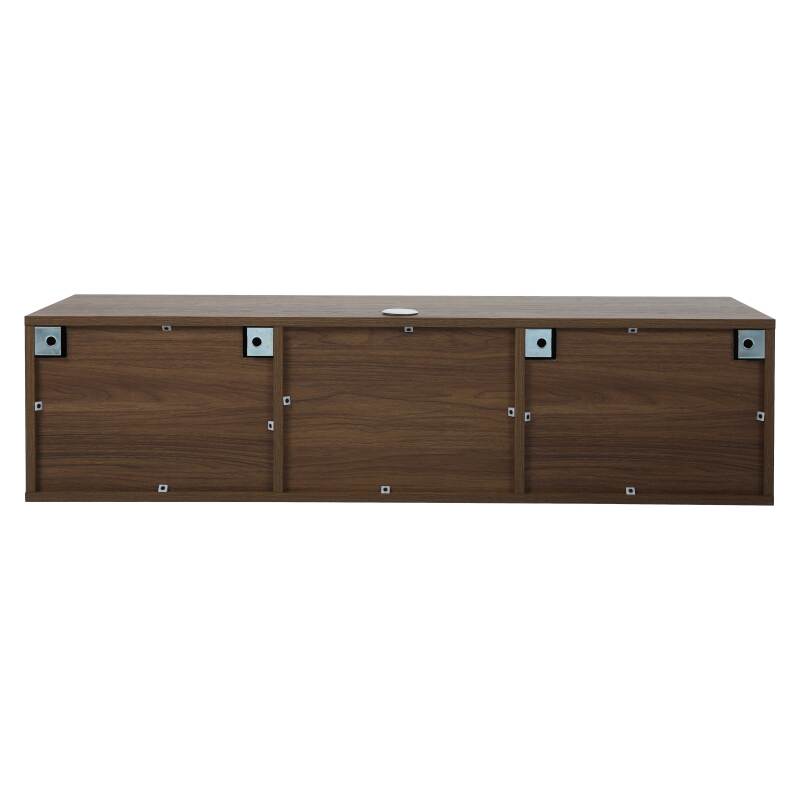 Meuble TV suspendu effet bois clair 120 cm style scandinave (6/9)