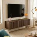 Meuble TV suspendu effet bois clair 120 cm style scandinave