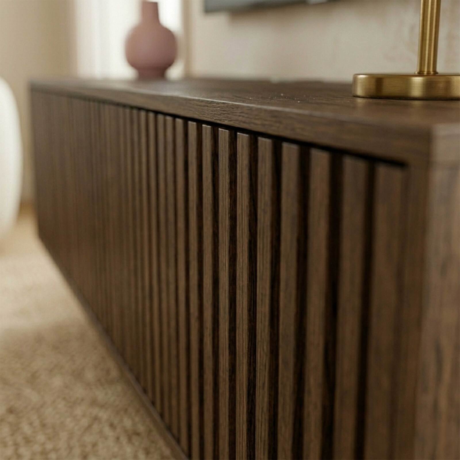 Meuble TV suspendu effet bois clair 120 cm style scandinave