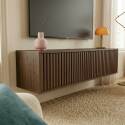 Meuble TV suspendu effet bois clair 120 cm style scandinave