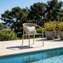 Chaise de jardin en aluminium et rotin synthétique avec accoudoirs