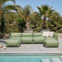 Salon de jardin modulable 5 places avec 2 chauffeuses, 1 fauteuil d'angle, 1 méridienne et 1 pouf