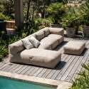Salon de jardin modulable 5 places avec 2 chauffeuses, 1 fauteuil d'angle, 1 méridienne et 1 pouf