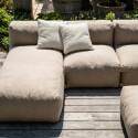 Salon de jardin modulable 5 places avec 2 chauffeuses, 1 fauteuil d'angle, 1 méridienne et 1 pouf