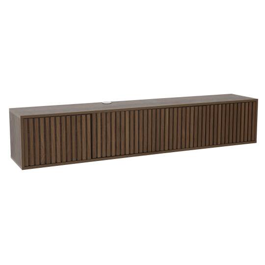 Meuble TV suspendu effet bois clair 160 cm style scandinave | Oviala