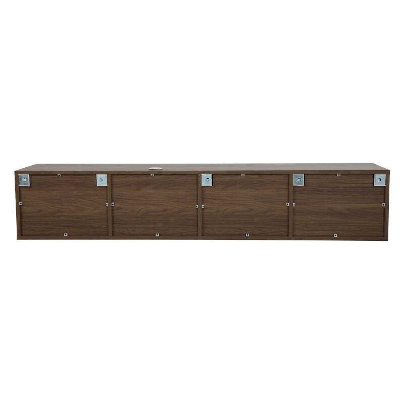 Meuble TV suspendu effet bois clair 160 cm style scandinave (6/8)