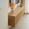 Meuble TV suspendu effet bois clair 160 cm style scandinave