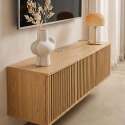Meuble TV suspendu effet bois clair 120 cm style scandinave