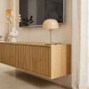 Meuble TV suspendu effet bois clair 120 cm style scandinave