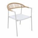 Chaise de jardin en métal et rotin synthétique avec accoudoirs