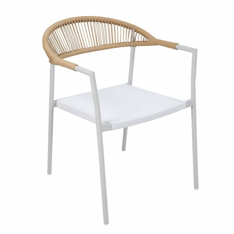 Chaise de jardin en métal et rotin synthétique avec accoudoirs