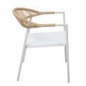 Chaise de jardin en métal et rotin synthétique avec accoudoirs