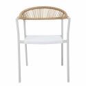 Chaise de jardin en métal et rotin synthétique avec accoudoirs