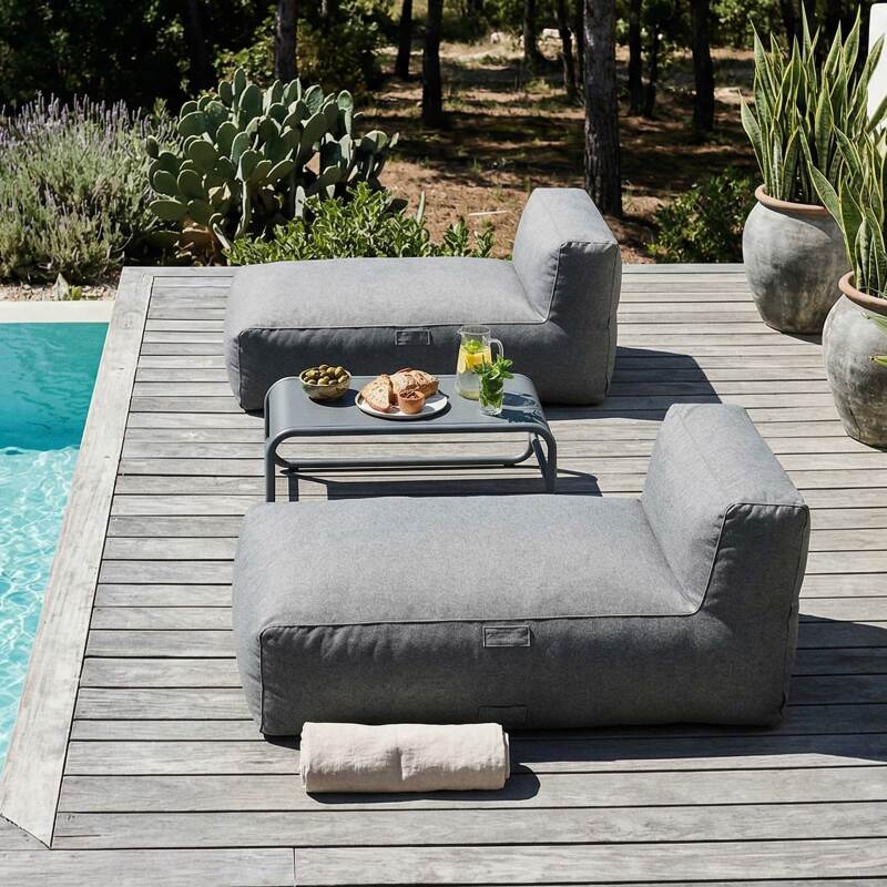 Salon de jardin modulable 2 places avec 2 méridiennes (2/6)