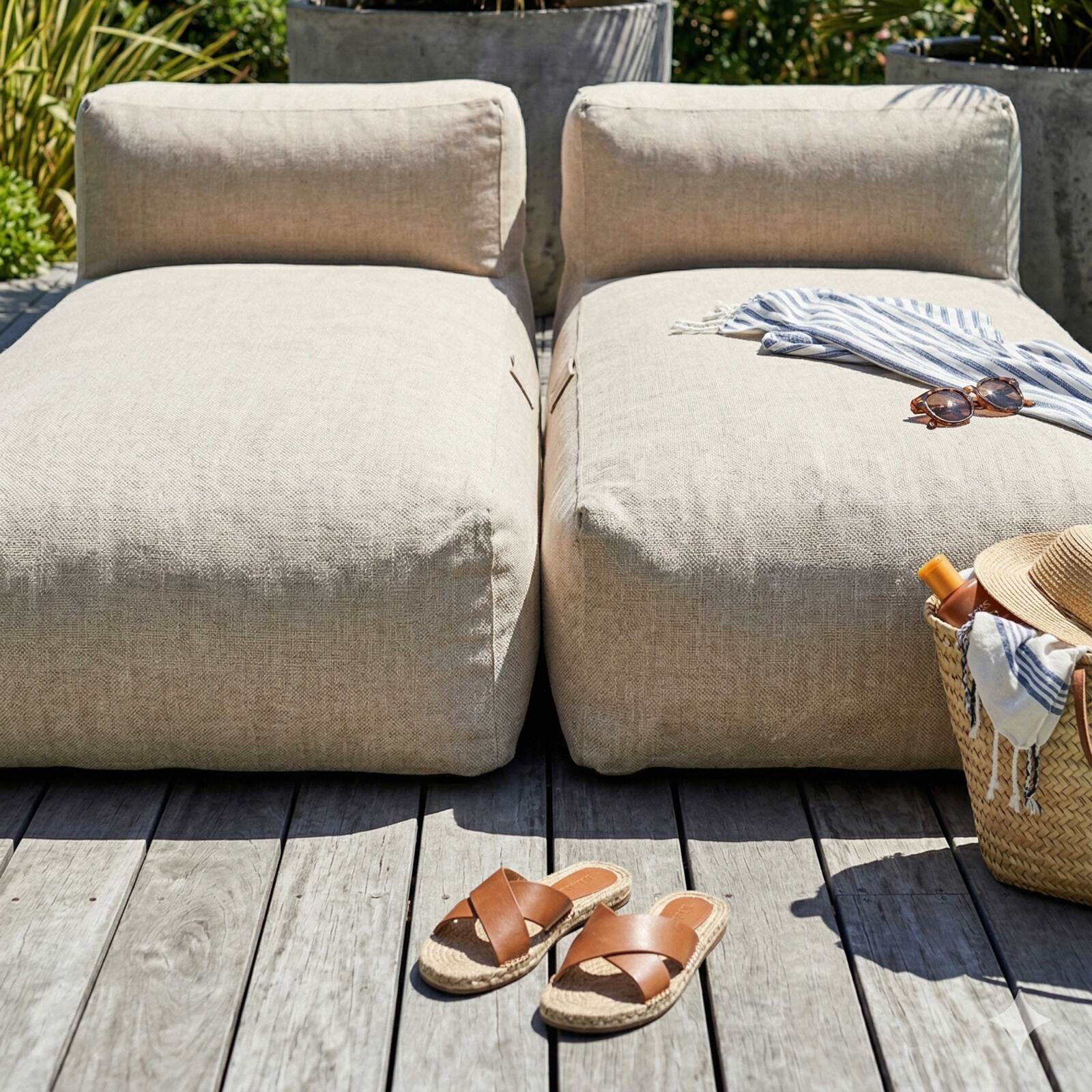 Salon de jardin modulable 2 places avec 2 méridiennes