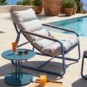 Fauteuil relax de jardin en métal et textilène avec repose-pieds