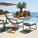 Fauteuil relax de jardin en métal et textilène avec repose-pieds