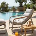 Fauteuil relax de jardin en métal et textilène avec repose-pieds