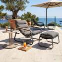 Fauteuil relax de jardin en métal et textilène avec repose-pieds