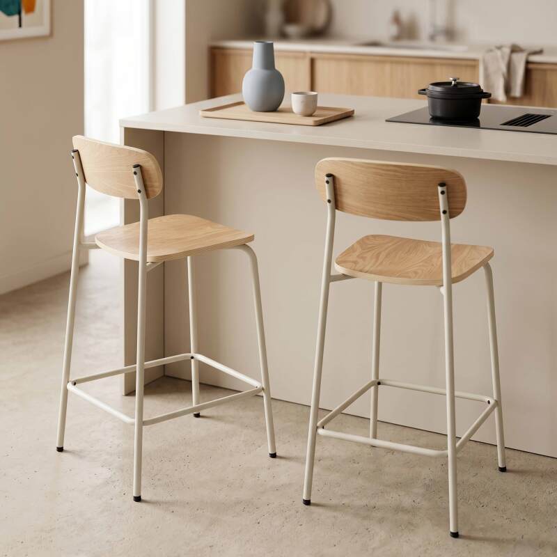 Chaises hautes en bois et métal - Lot de 2 (2/8)