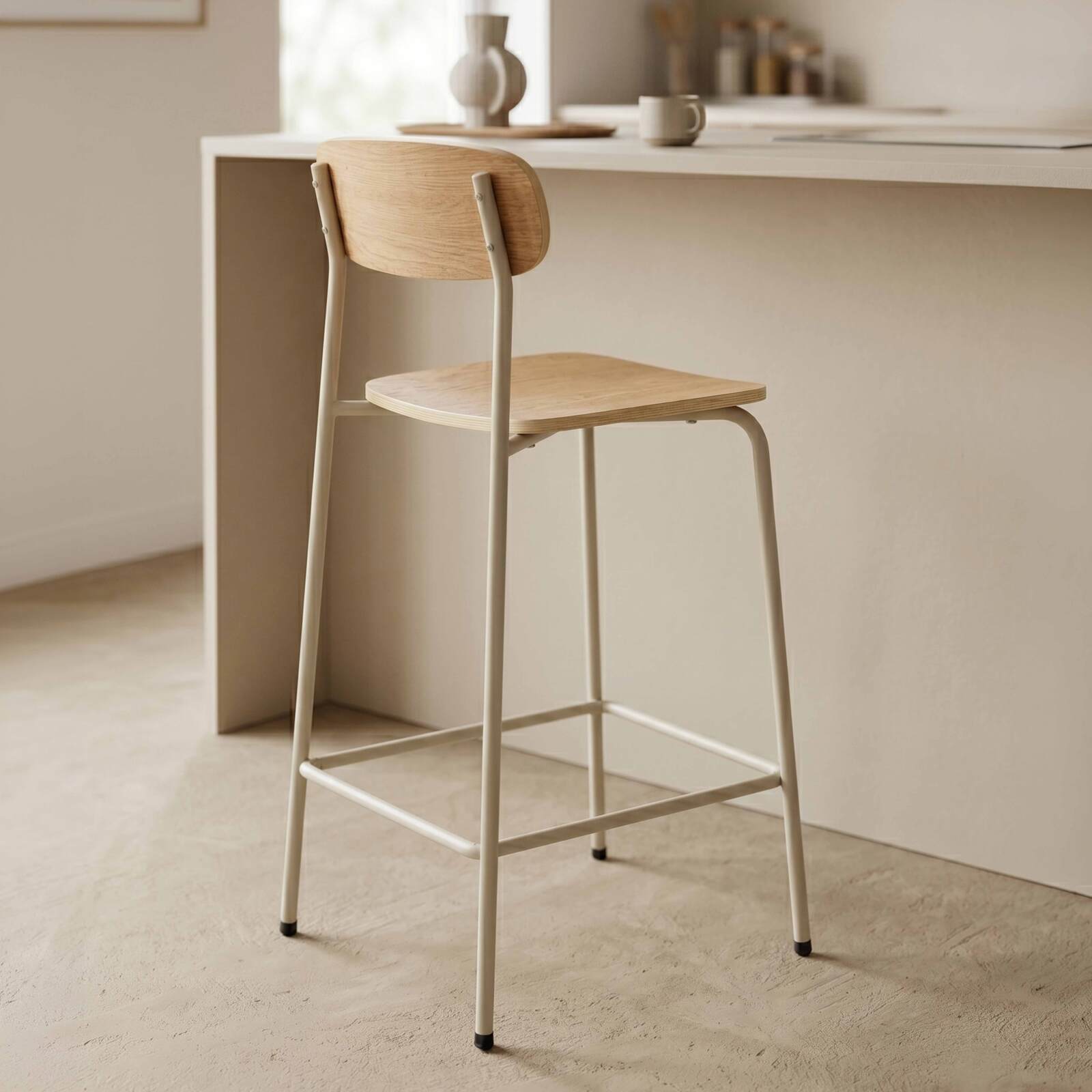 Chaises hautes en bois et métal - Lot de 2