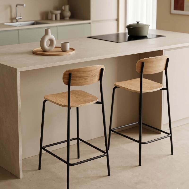 Chaises hautes en bois et métal - Lot de 2 (5/9)