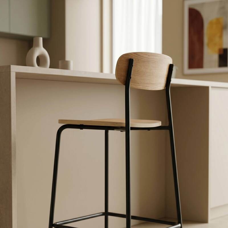 Chaises hautes en bois et métal - Lot de 2 (7/9)