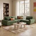 Canapé modulable d'angle 4 places en tissu avec coussins dossier ajustable