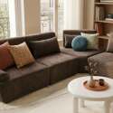 Canapé modulable d'angle 4 places en tissu avec coussins dossier ajustable