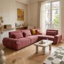 Canapé modulable d'angle 4 places en tissu avec coussins dossier ajustable