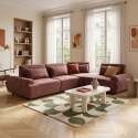Canapé modulable d'angle 4 places en tissu avec coussins dossier ajustable