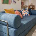 Canapé convertible 2 places en tissu avec coussins modulables