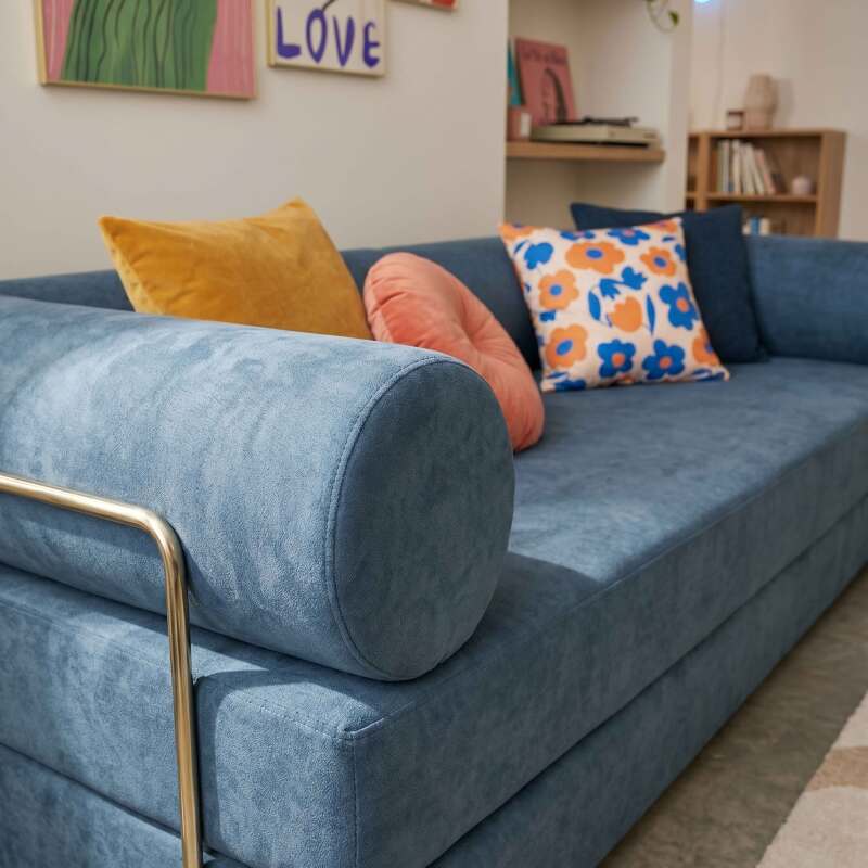 Canapé convertible 2 places en tissu avec coussins modulables (2/8)