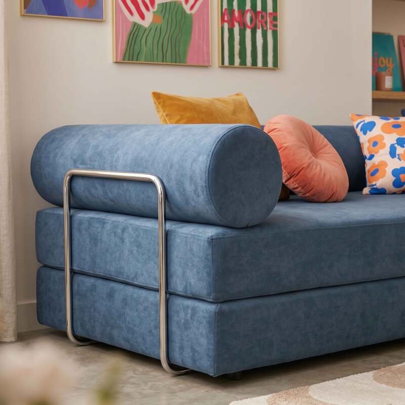 Canapé convertible 2 places en tissu avec coussins modulables (3/8)