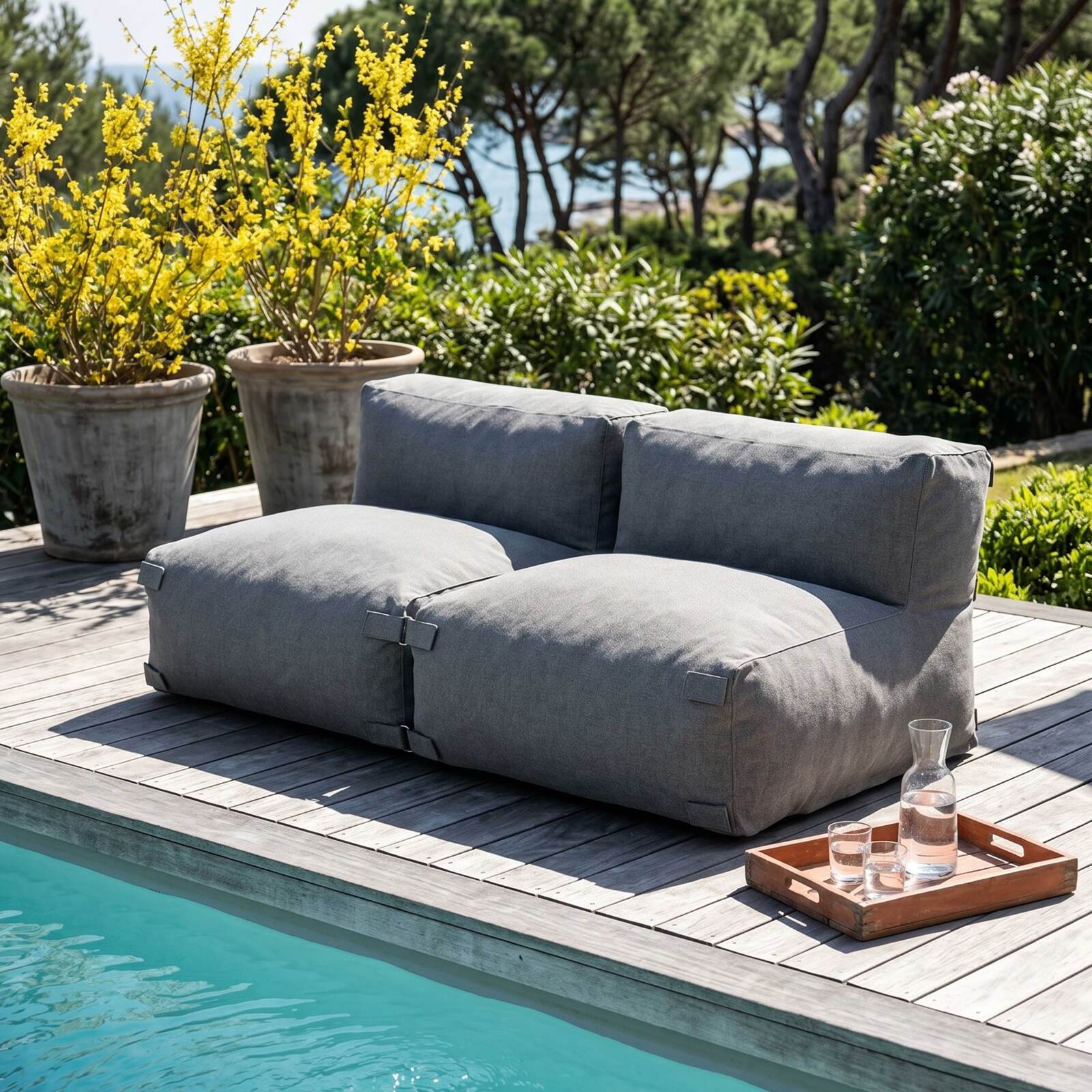 Salon de jardin modulable 2 places avec 2 chauffeuses