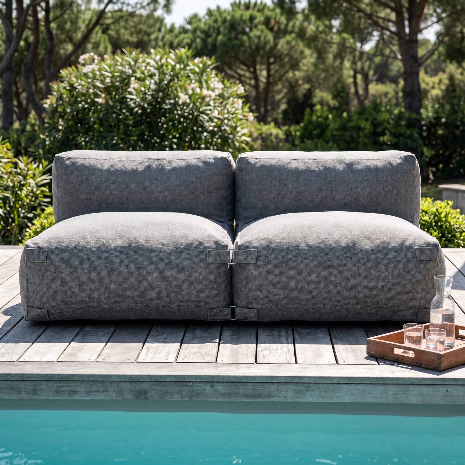 Salon de jardin modulable 2 places avec 2 chauffeuses