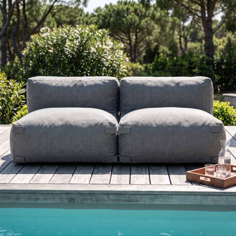 Salon de jardin modulable 2 places avec 2 chauffeuses (3/7)