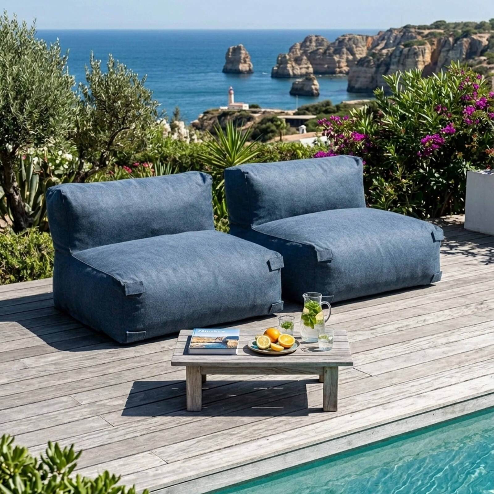 Salon de jardin modulable 2 places avec 2 chauffeuses