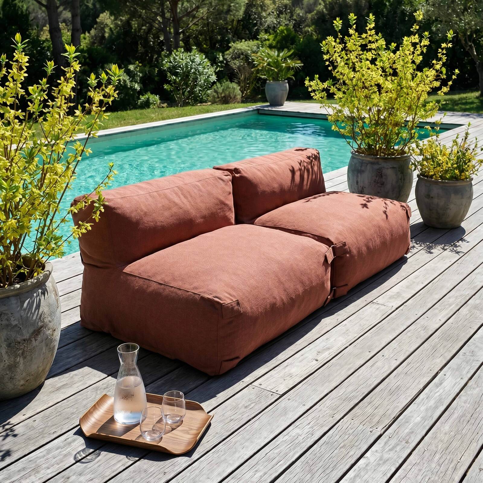 Salon de jardin modulable 2 places avec 2 chauffeuses