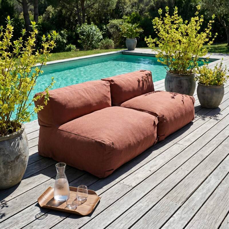 Salon de jardin modulable 2 places avec 2 chauffeuses