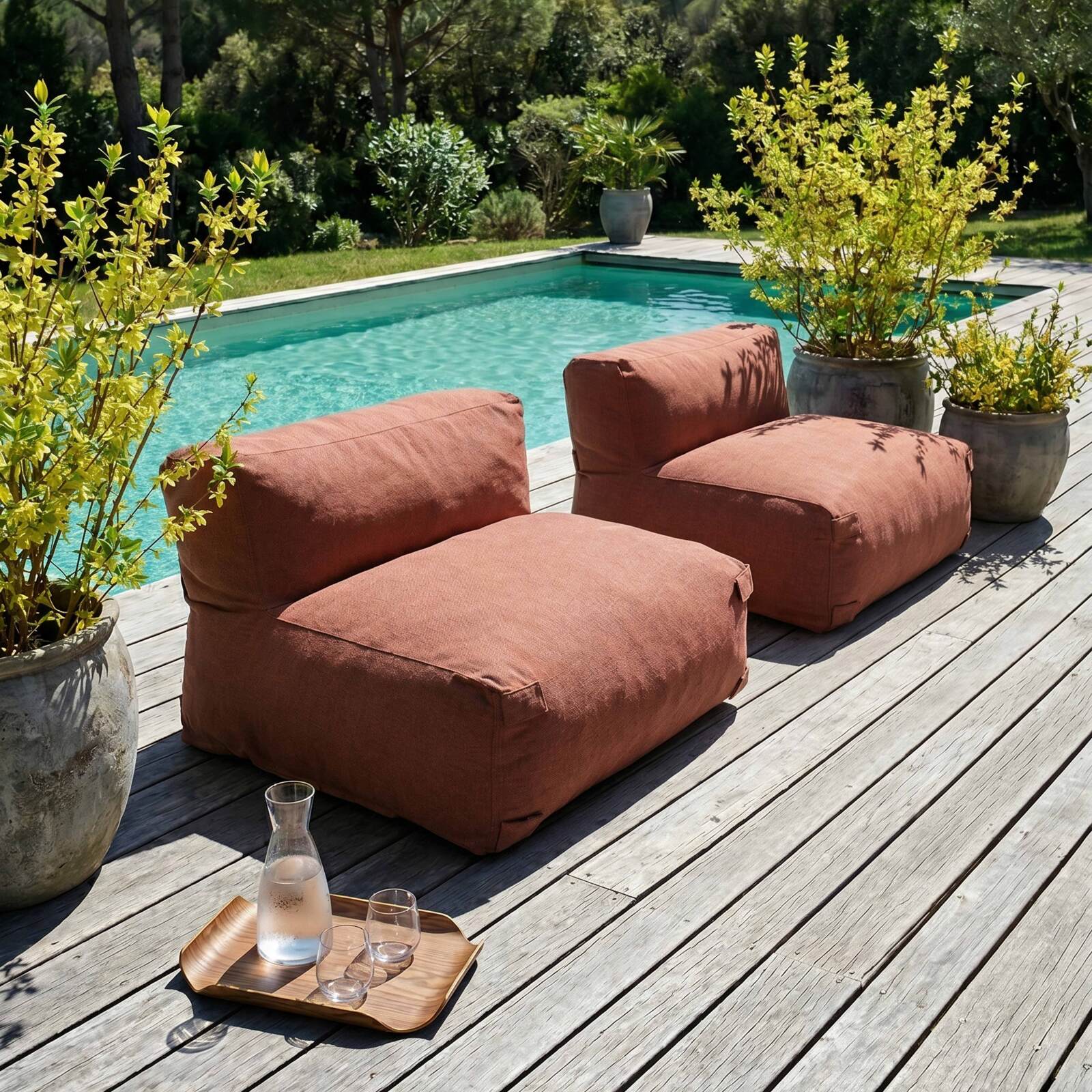 Salon de jardin modulable 2 places avec 2 chauffeuses