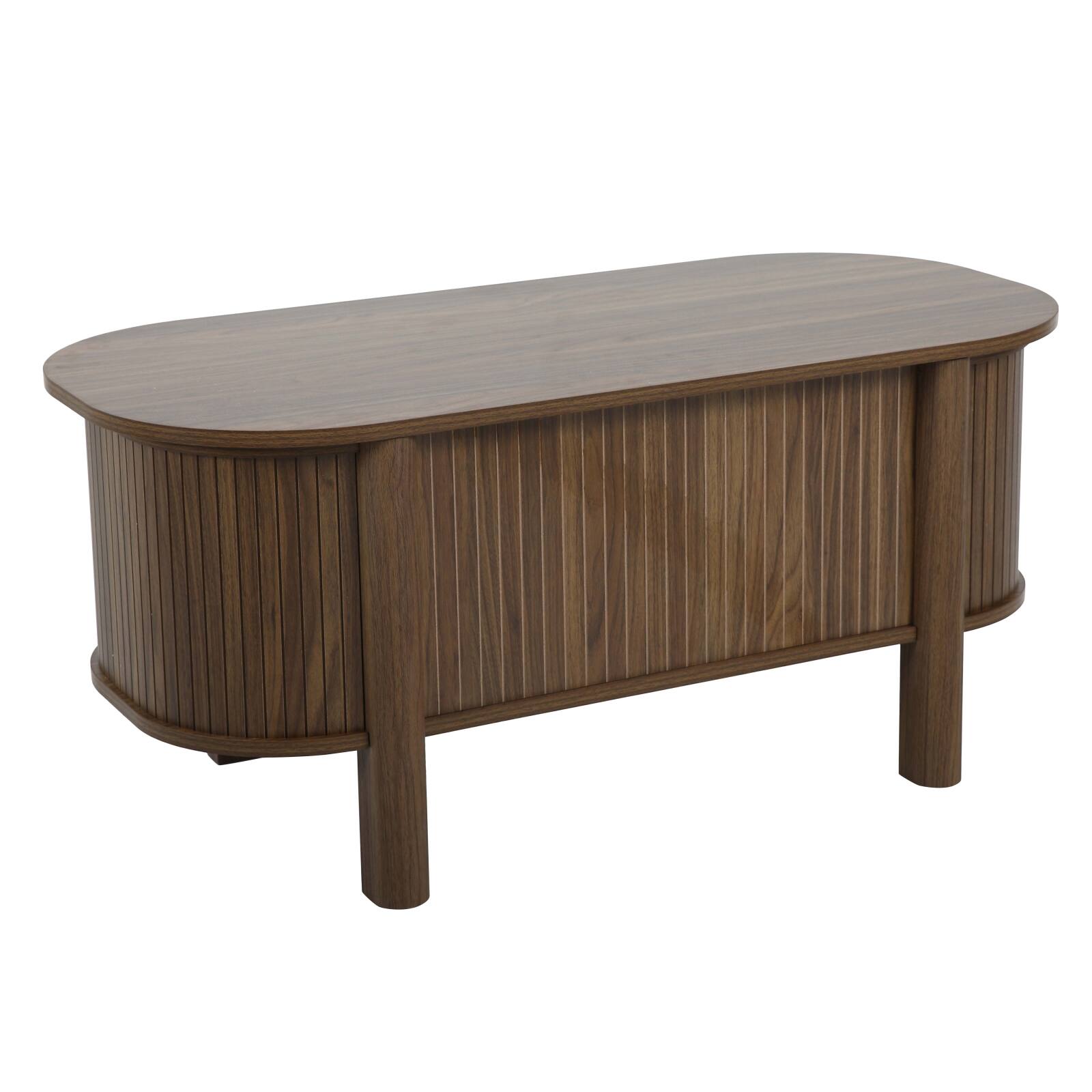 Table basse relevable effet bois ovale 100x48 cm