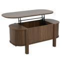 Table basse relevable effet bois ovale 100x48 cm