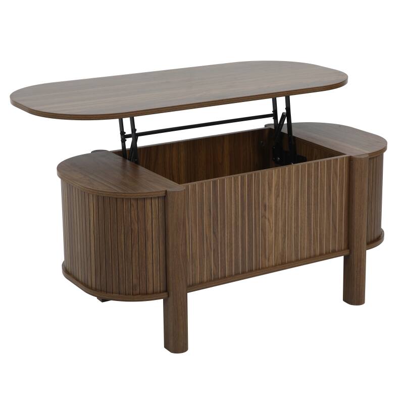 Table basse relevable effet bois ovale 100x48 cm (4/7)
