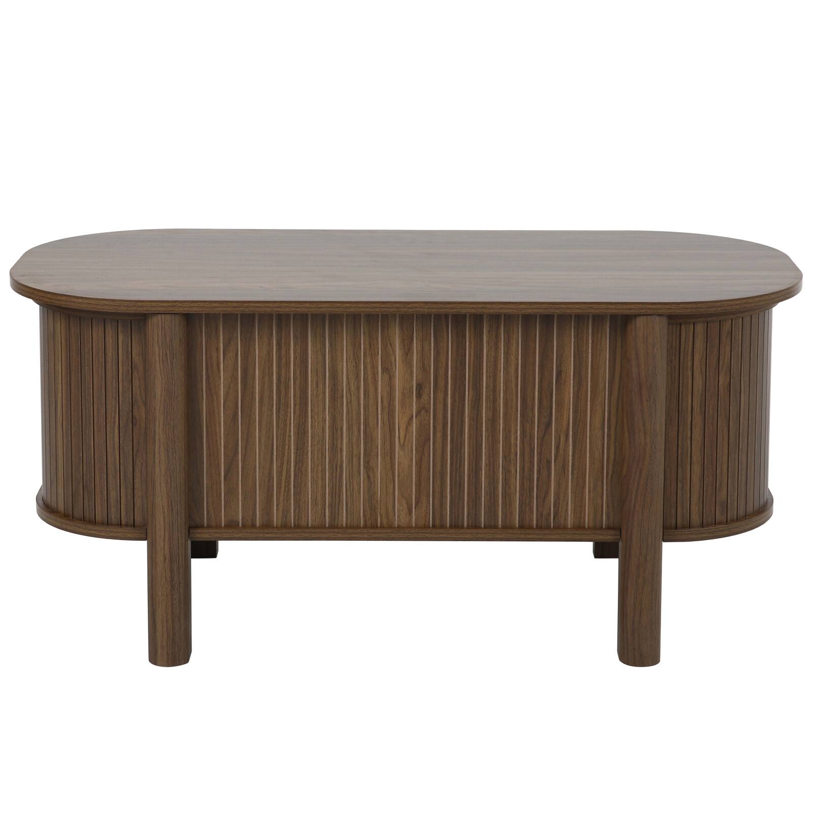 Table basse relevable effet bois ovale 100x48 cm