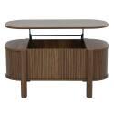 Table basse relevable effet bois ovale 100x48 cm