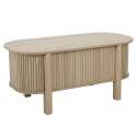 Table basse relevable effet bois ovale 100x48 cm