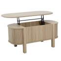 Table basse relevable effet bois ovale 100x48 cm